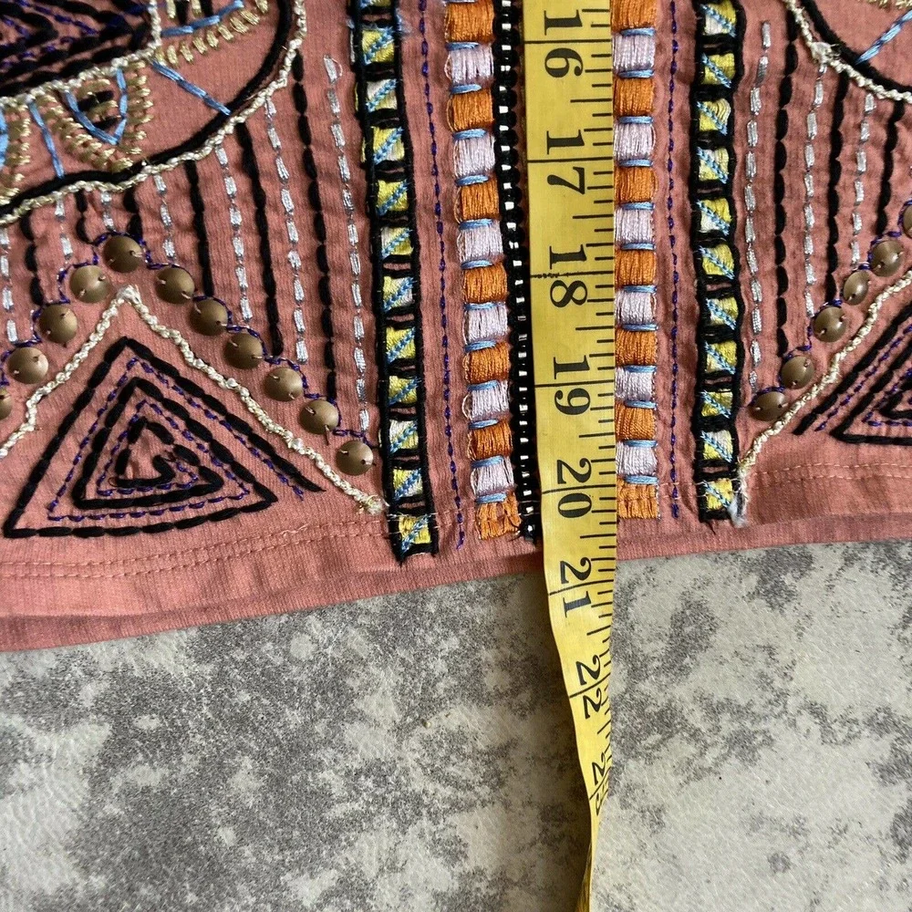 Anthropologie Akemi & Kin Rose Sequin Embellished Round Neck Knit Top Size M - Picture 8 of 12